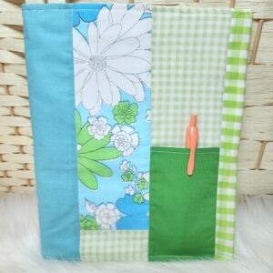 Handmade Quilted  Notebook Cover With Pen Pocket Pen Not Included
